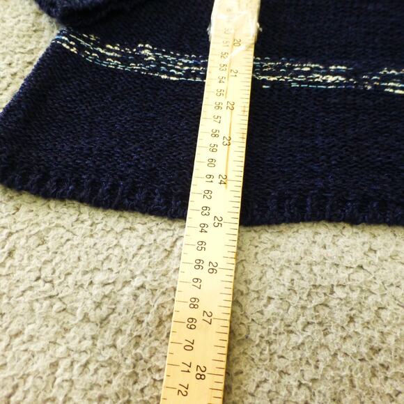 Talbots Sweater Womens Medium Knit Striped Blue Nylon Long Sleeve Heavy - Picture 6 of 9